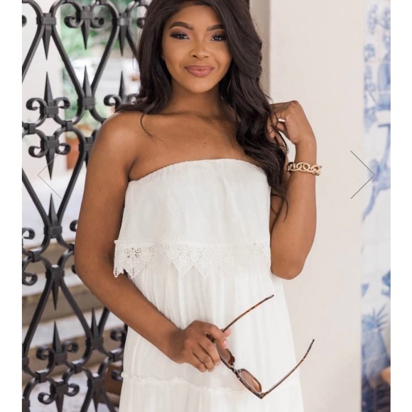 Pink Lily White Lace Maxi Dress - Picture 2 of 5